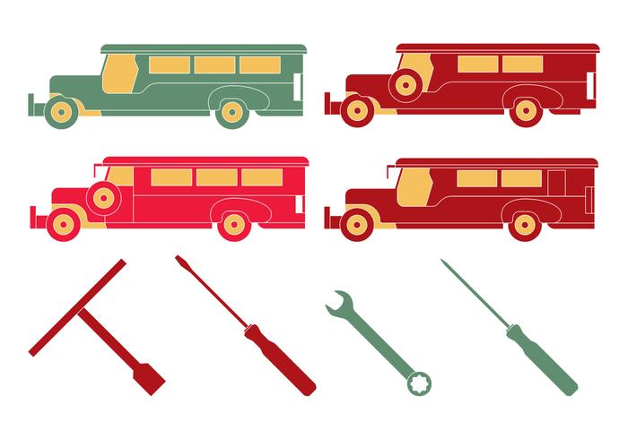 Filipinas Jeepney Herramientas mecánicas vector