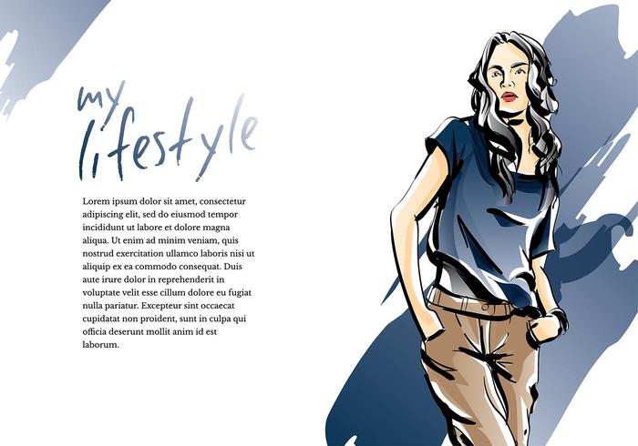 Mujer Fashion Sketch Template Vector