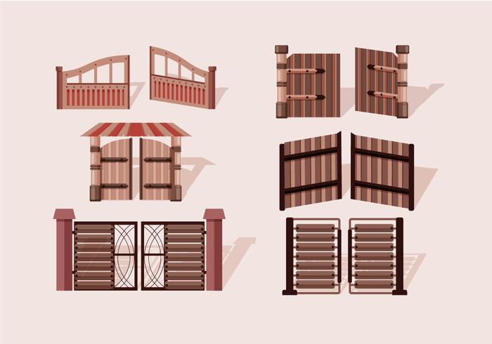 Open Gate Wooden Vector