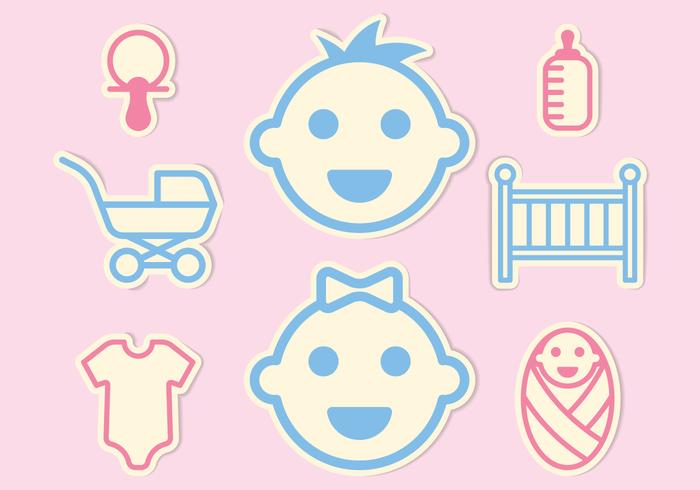 Baby Mini Icons Set vector