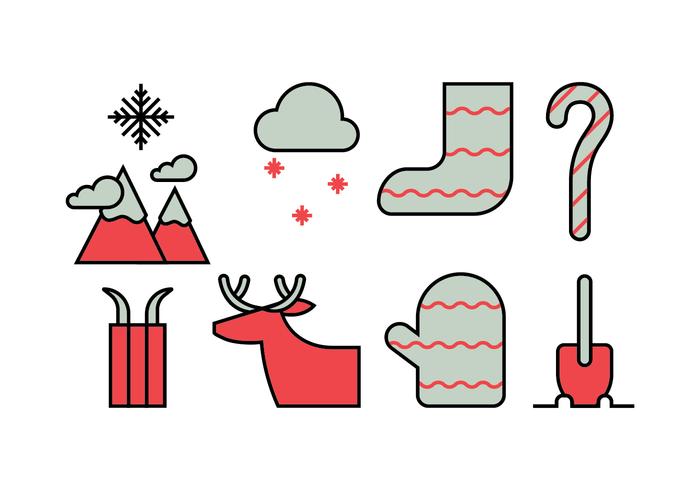 Conjunto de iconos de actividades de invierno vector