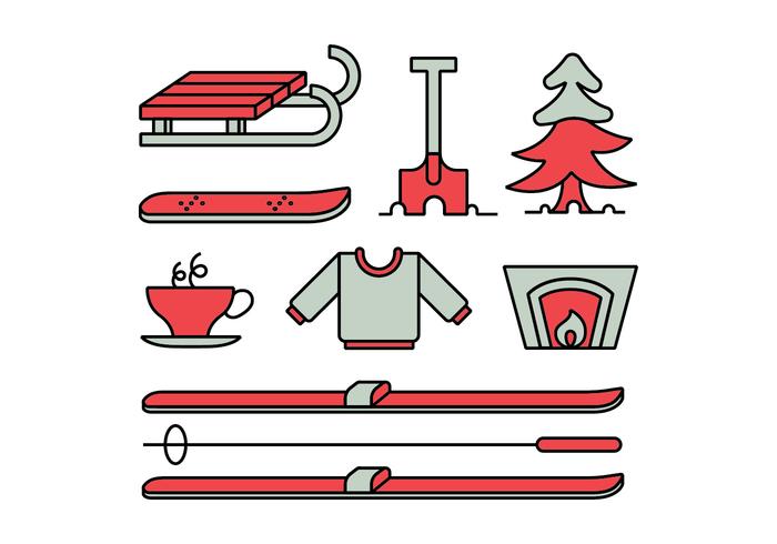 Conjunto de iconos de actividades de invierno vector