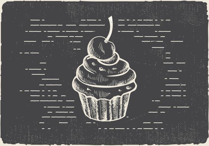 Mano libre dibujado muffin vector de fondo