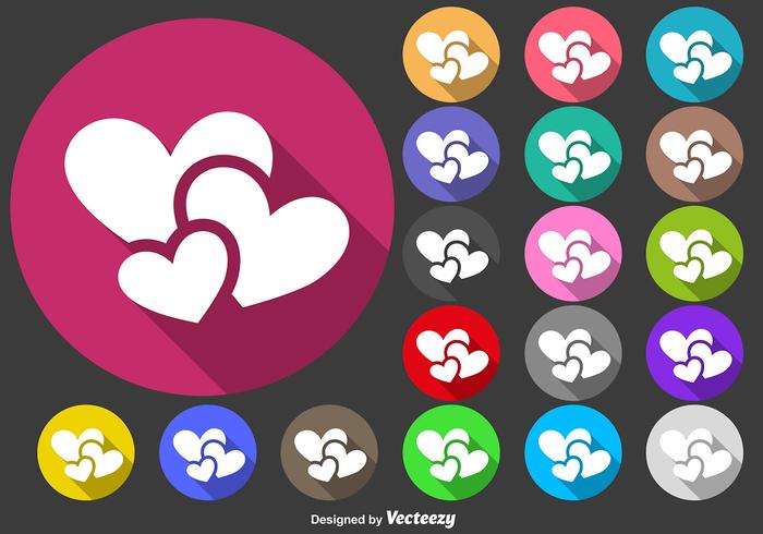 Hearts Icon Vector Colorful Buttons