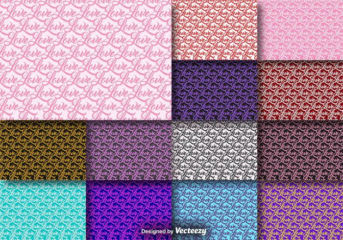 Word Love Seamless Pattern Collection vector