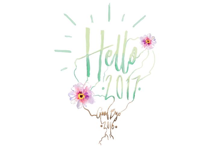 Free Hello 2017 Watercolor Vector Free Hello 2017 Watercolor Vector