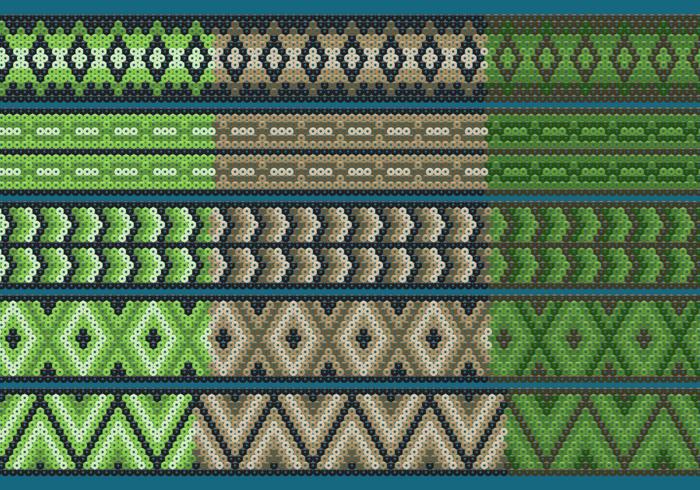 Green And Brown Huichol Ribbons Green And Brown Huichol Ribbons