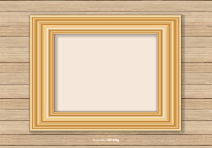 Gold Frame On Wood Wall Background vector