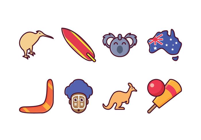 Juego de iconos de Australia gratis vector