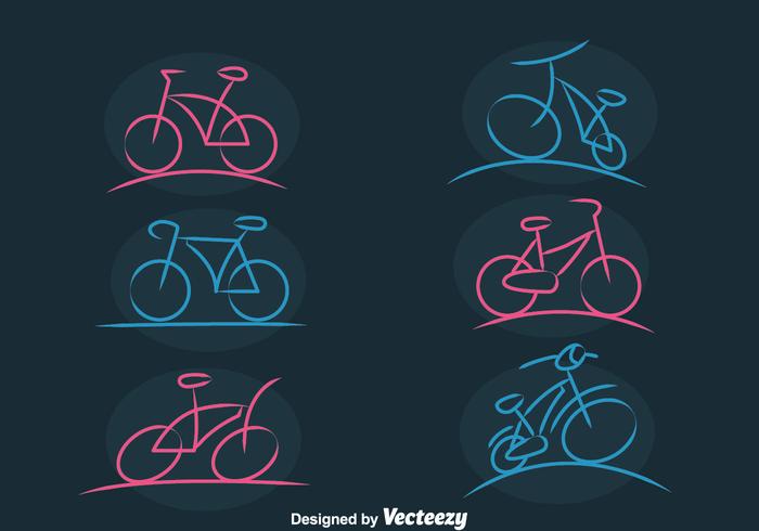 Bicycle Sketch Icons Vector