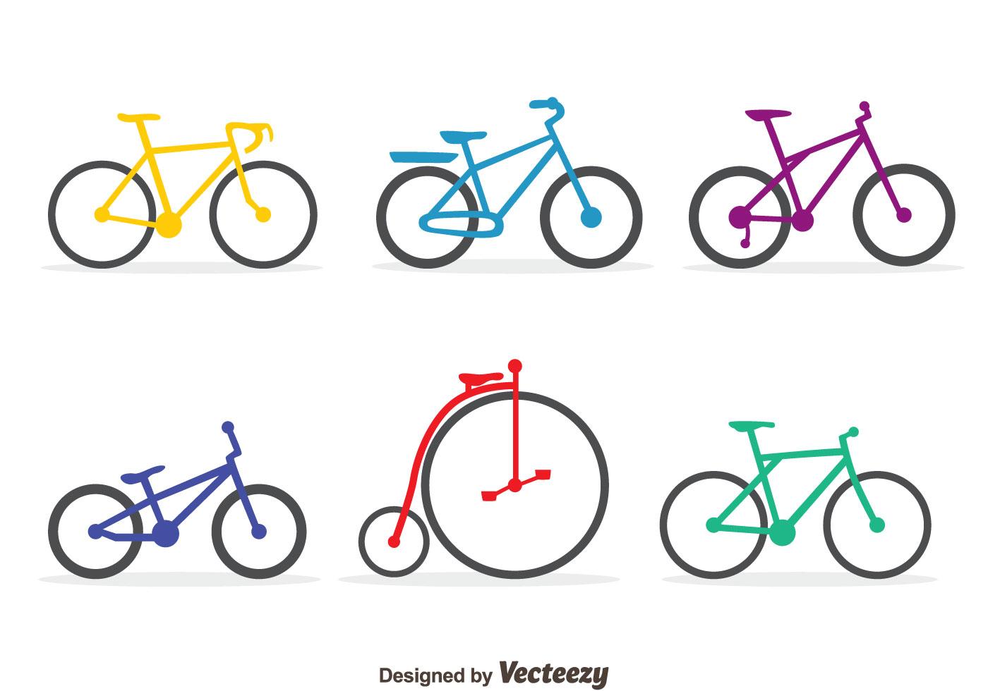Conjunto de vector de bicicleta de colores