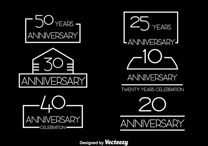 Simple Aniversario Colección Vector Set