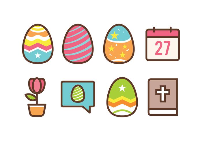 Juego de iconos de Pascua gratis vector