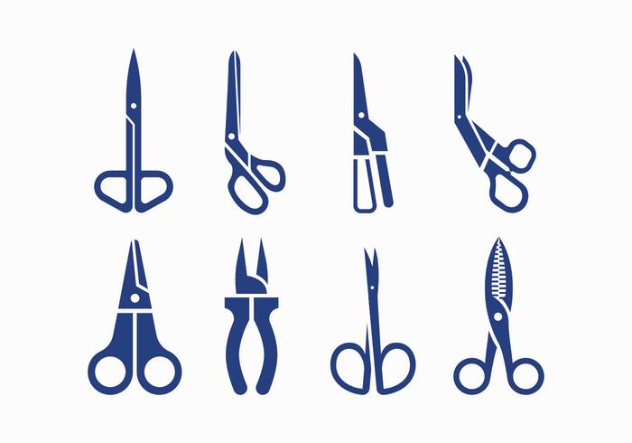 Scissors silhouette icons vector