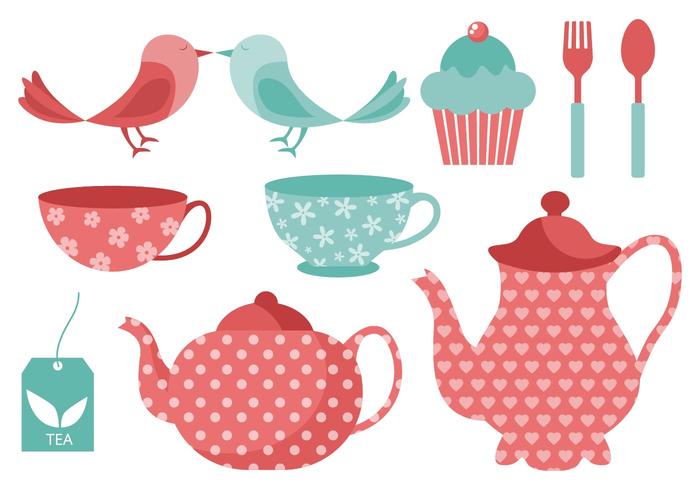 Free Tea Time Elements Vector Illustration