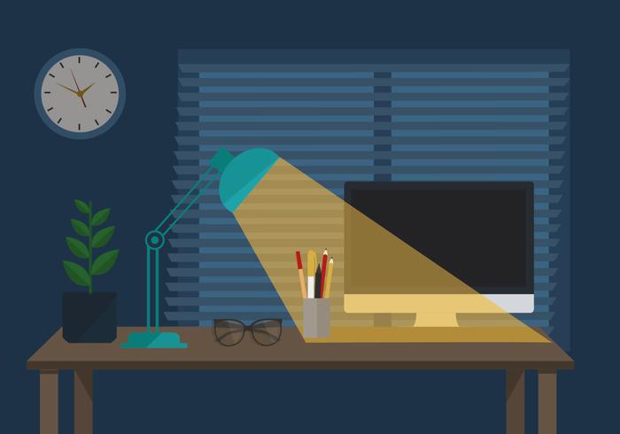 Workspace Vector Night Illustration