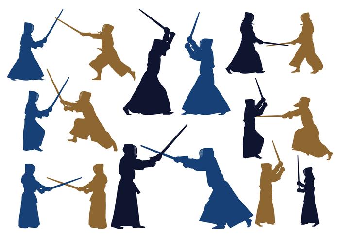 Japanese Kendo Silhouettes vector