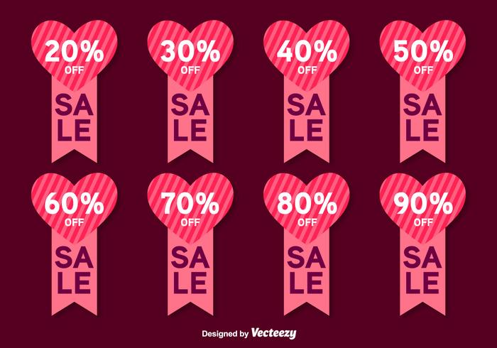 Etiquetas del vector de la venta del día de tarjetas del día de San Valentín