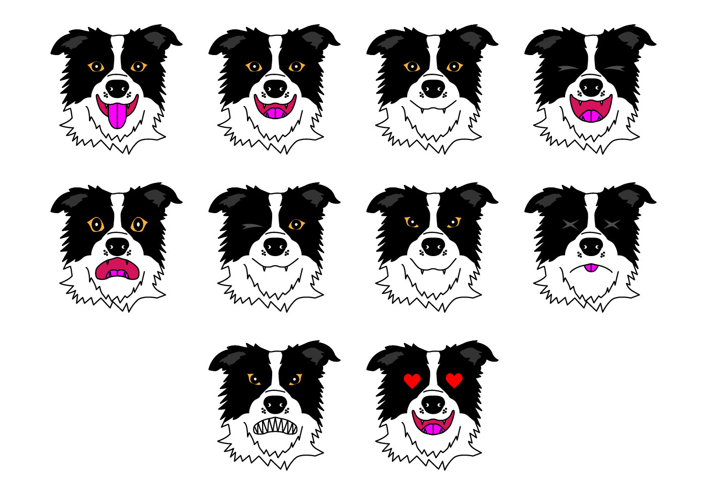 Free Border Collie Emoticon Vector Download Free Vector