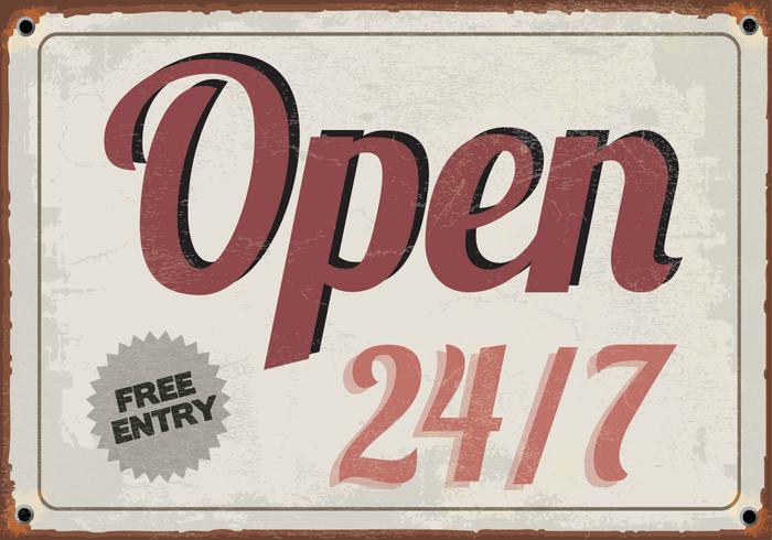 Open 247 Sign Vector