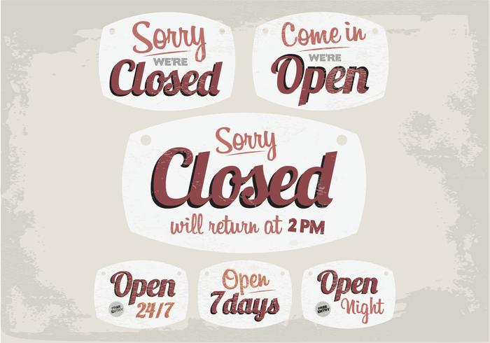 Vintage Closed and Open Signs Vector