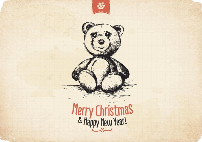 Aged Teddy Bear Christmas Vector