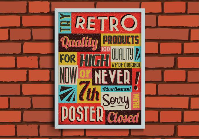 Retro Poster on a Brick Wall Vector