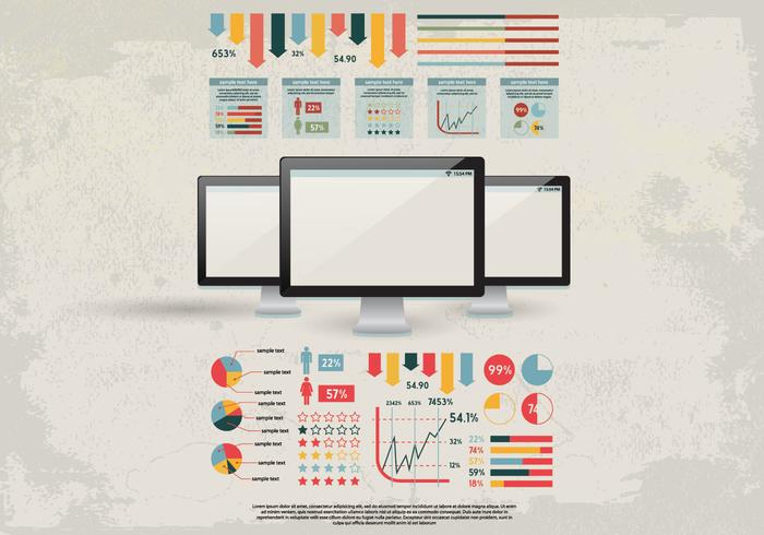 Retro Oficina Gráficos y Tablas Kit Vector