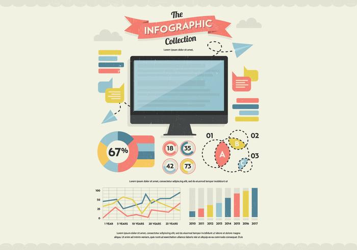 Monitor Infographics Collection Vector