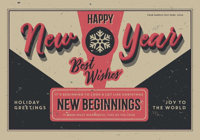 Aged New Year Postcard Vector