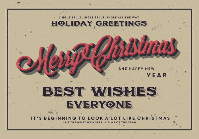 Classic Merry Christmas Postcard Vector