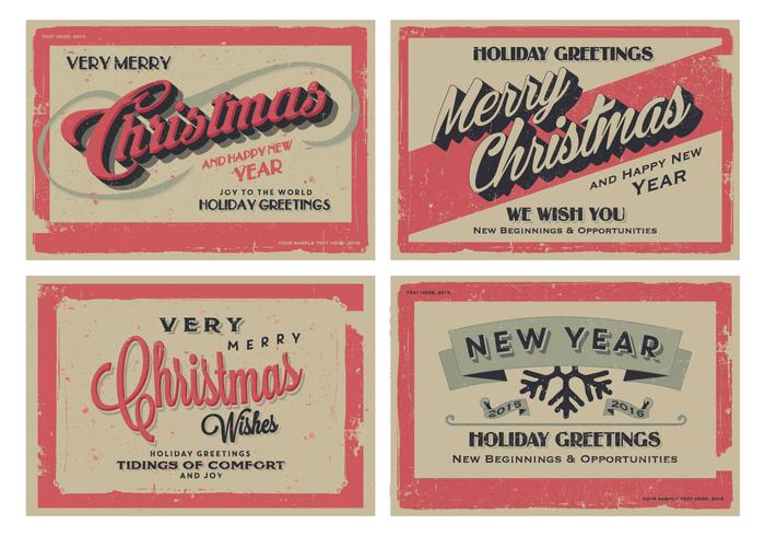 Vintage Holiday Greeting Cards Vector