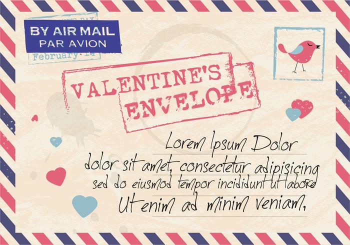 Vector del correo del sobre de la tarjeta del día de San Valentín