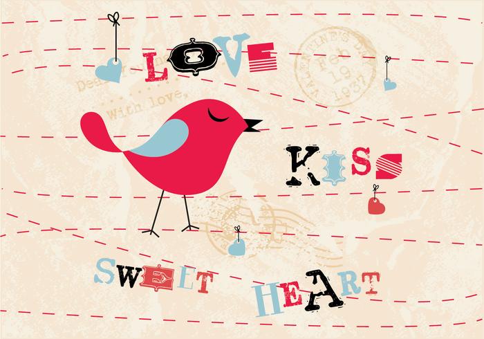 Amor, beso, amor, pájaro, vector