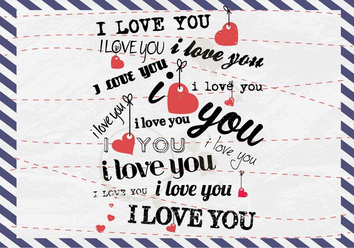 I Love You Postcard Vector