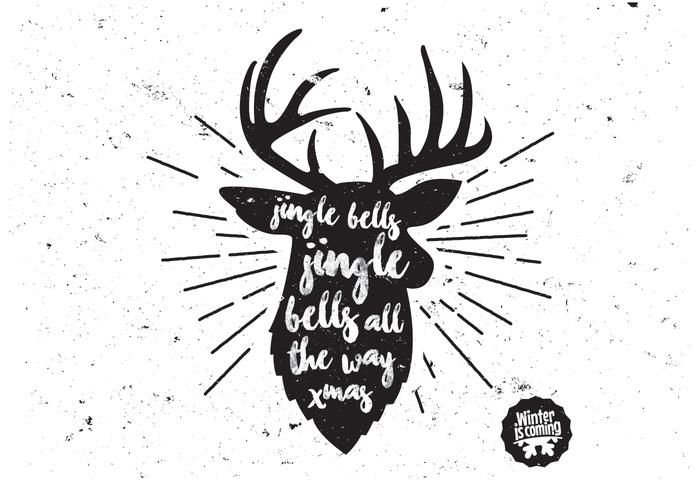 Buck Charcoal Christmas Vector
