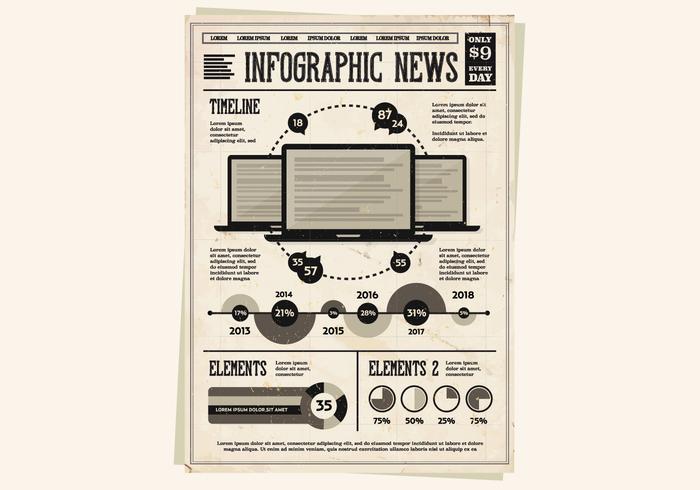 Laptops and Infographics Vector