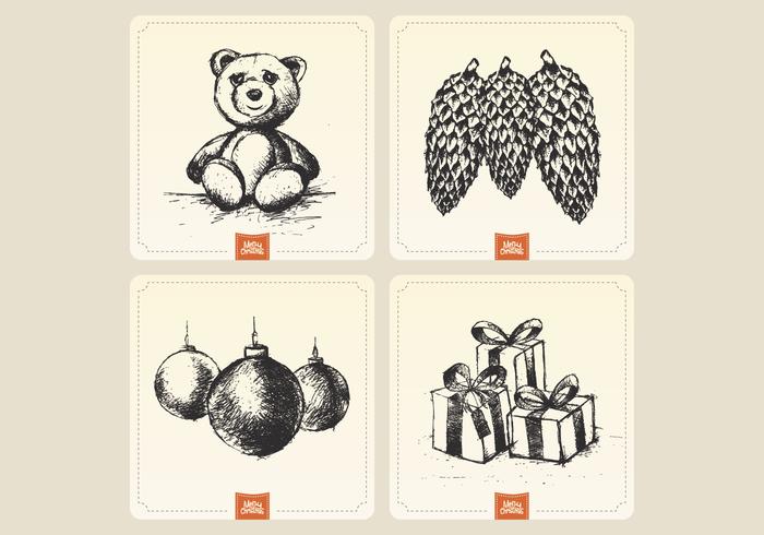 Vintage Holiday Card Collection Vector