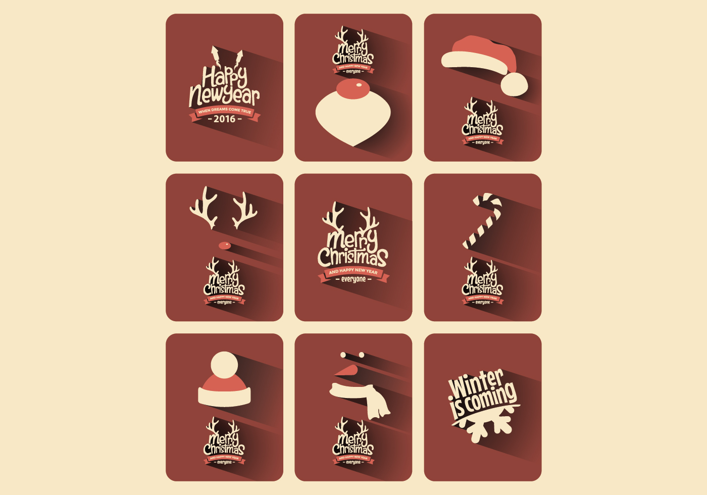 Download Rustic Christmas Card Collection Vector - Download Free ...