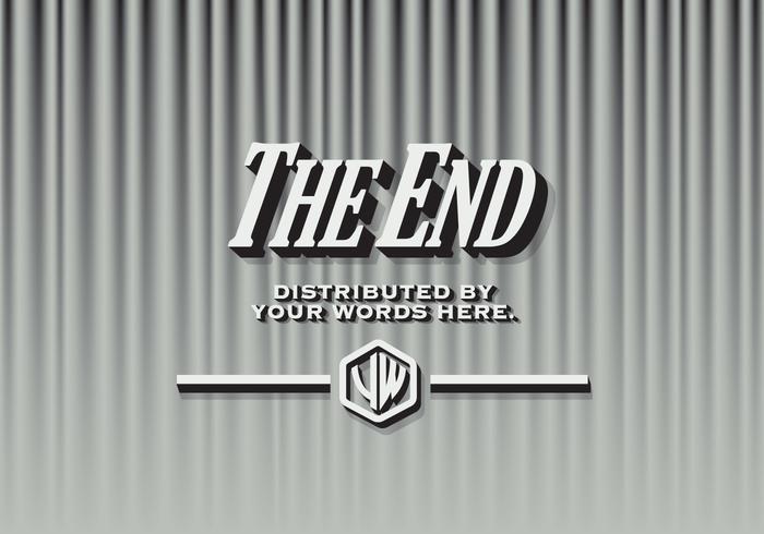 The End Black and White Curtains Vector