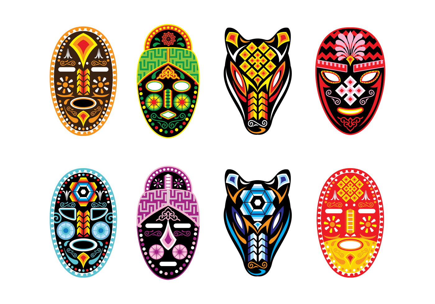 Huichol Mask Vector 134960 Vector Art at Vecteezy