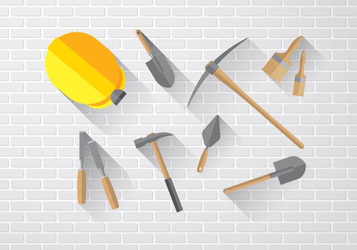 Masonry Icon Set Flat Free Vector