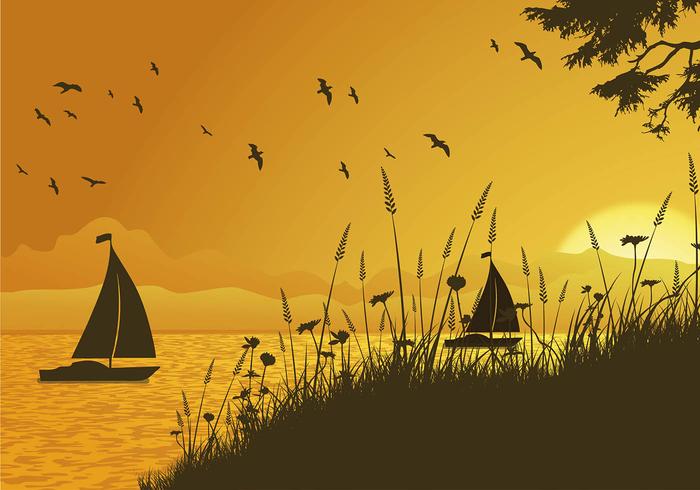 Sea Oats Sunset Free Vector