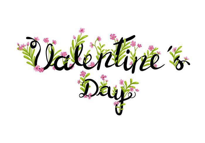 Floral Valentines Day Lettering vector