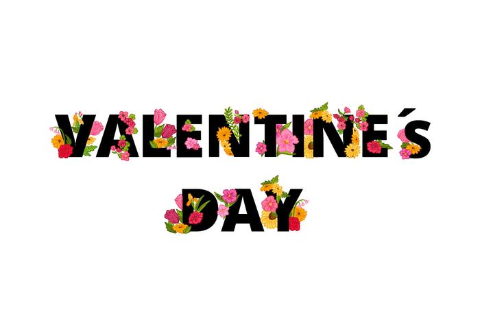 Floral Valentines Day Lettering vector