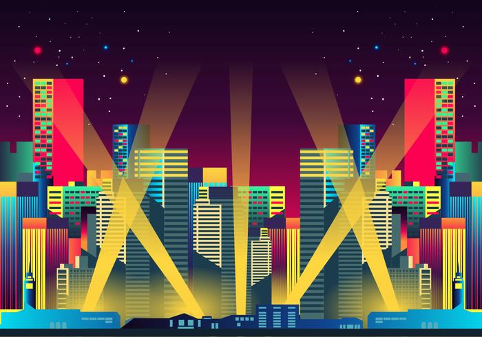 Hollywood Lights Night City vector