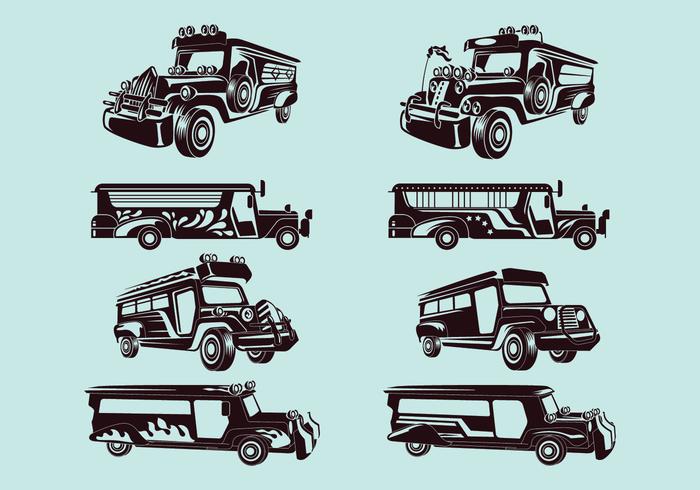 Set Vector Illustration of jeepney