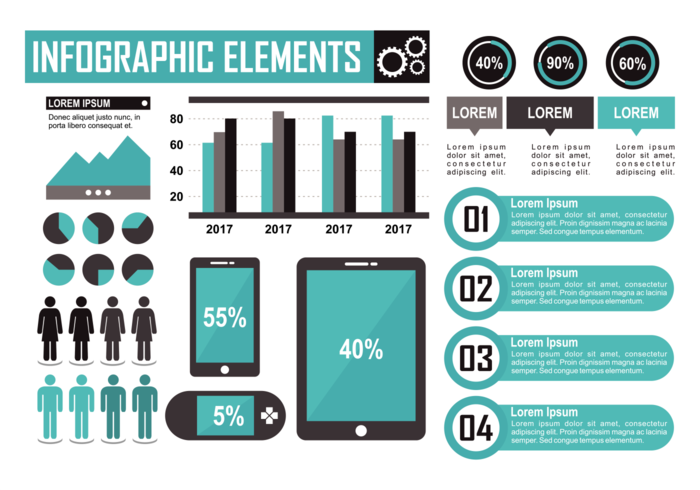 Teal Infographic Elements Vector