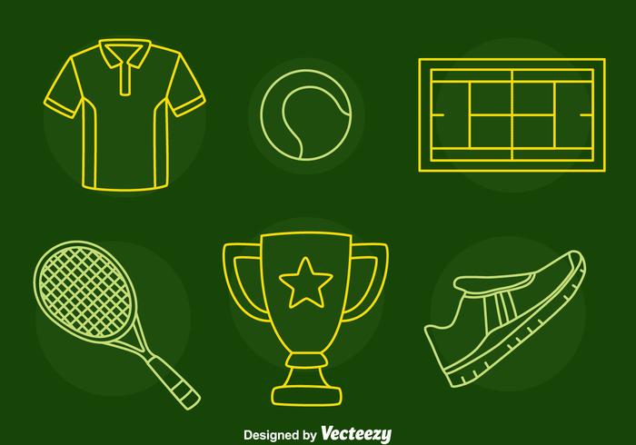 Tennis Line Icons Vector Tennis Line Icons Vector