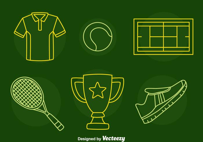 Tennis Line Icons Vector